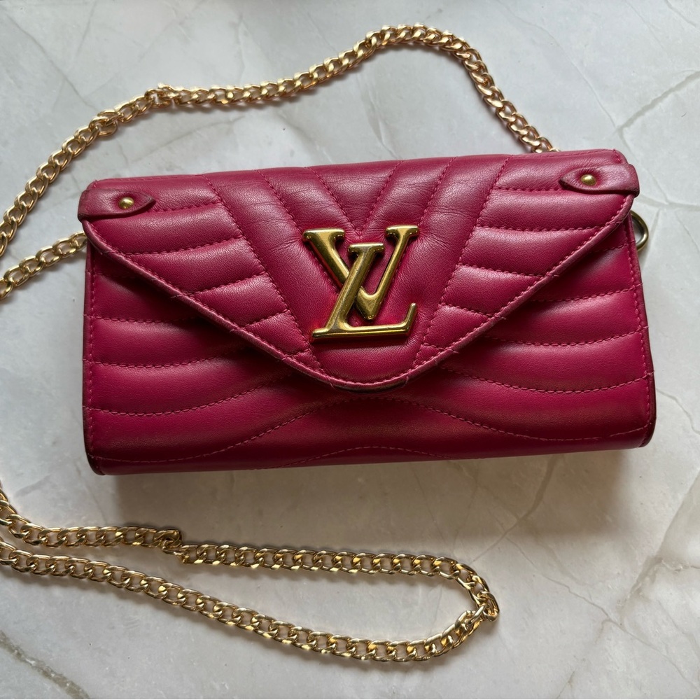 Louis Vuitton Fuchsia Quilted Clutch with Gold Chain